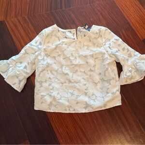Rebecca Minkoff Floral Textured White Blouse